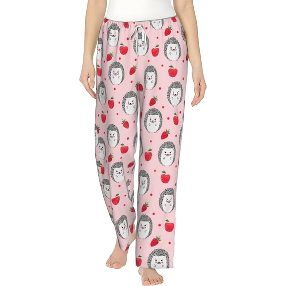 PISONIC Hedgehogs Printed Women's Pajama Pants, Comfy Pajama Bottoms With Pockets&Drawstring