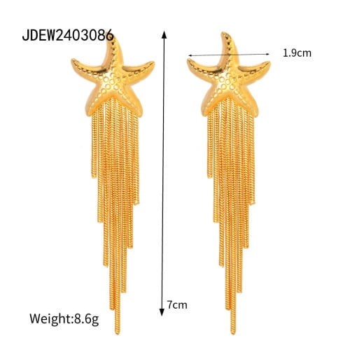 PISONIC Huggie Earrings for Women - 18K Gold Plated Beach Sea Drop Dangle Earrings - Starfish Fish Crab Seashell Beach Jewelry