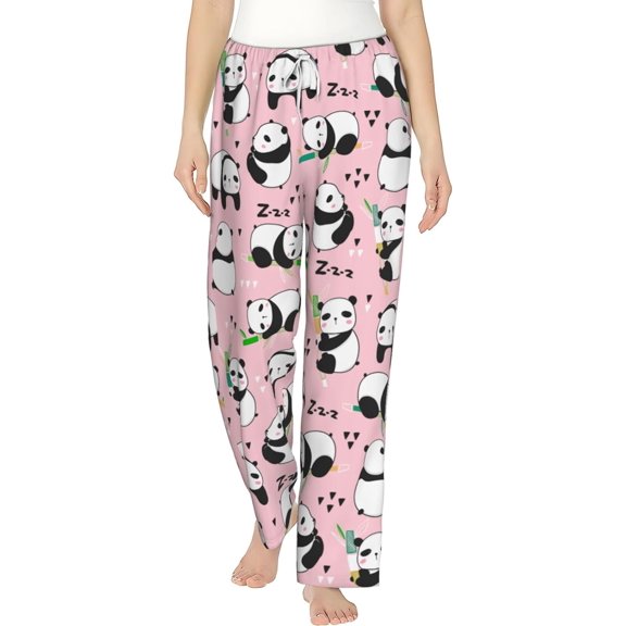 PISONIC Kawaii Panda Bears Printed Women's Pajama Pants, Comfy Pajama Bottoms With Pockets&Drawstring