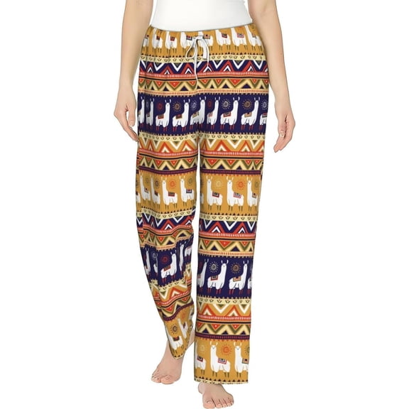 PISONIC Lamas Printed Women's Pajama Pants, Comfy Pajama Bottoms With Pockets&Drawstring