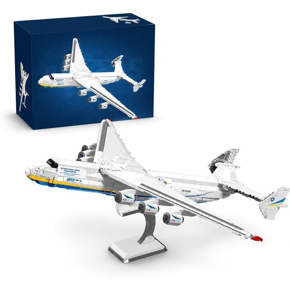 PISONIC Large Transport Aircraft An-225 Building Blocks Set, Airplane Model Building Kits, Airplane Collectible Model for Fans Home Office Decor