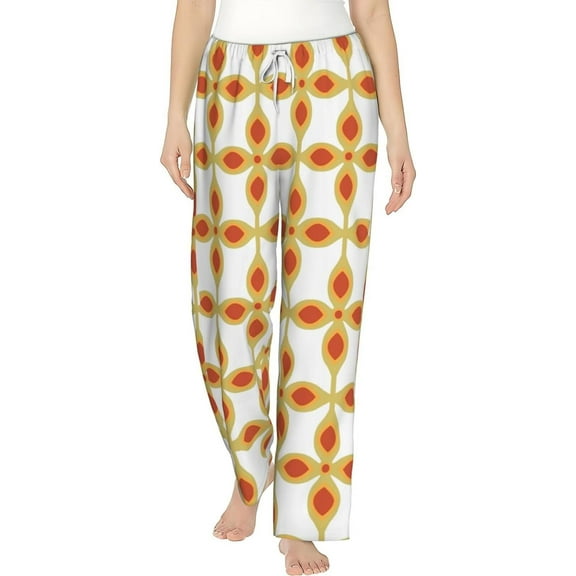PISONIC Line Art Pattern Printed Women's Pajama Pants, Comfy Pajama Bottoms With Pockets&Drawstring
