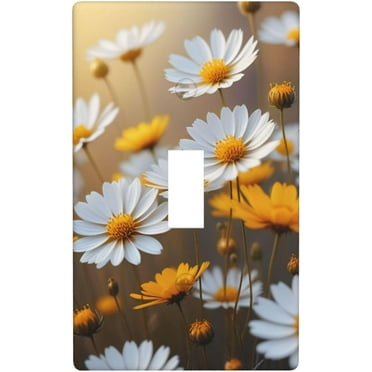 PISONIC Many Golden Flowers Print Decorative Wall Plate, 1 Gang Single Toggle Light Switch Cover Faceplate for Bedroom Bathroom Home Decor 4.50" x 2.76"