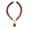 thumbnail image 1 of PISONIC Multi-Color Gradient Resin Beaded Choker Necklace for Women, 18K Gold Plated Stainless Steel OT Toggle Clasp Pendant Collarbone Jewelry, Niche Luxury Vacation Statement Necklaces, 1 of 7