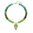thumbnail image 1 of PISONIC Multi-Color Gradient Resin Beaded Choker Necklace for Women, 18K Gold Plated Stainless Steel OT Toggle Clasp Pendant Collarbone Jewelry, Niche Luxury Vacation Statement Necklaces, 1 of 5