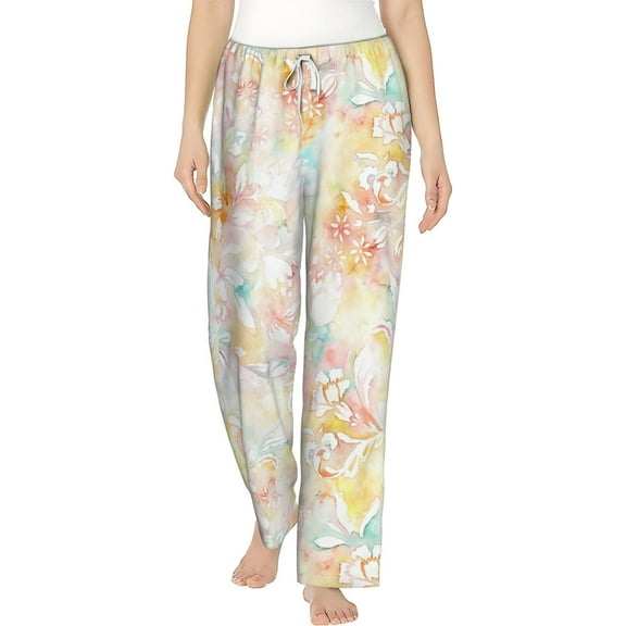 PISONIC Multicolor Allover Printed Women's Pajama Pants, Comfy Pajama Bottoms With Pockets&Drawstring