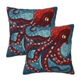 thumbnail image 1 of PISONIC Octopus Pillow Covers Set of 2, Decorative Throw Pillows Cases Square Cushion Case for Home Sofa Bed Couch, 18x18 Inch, 1 of 8