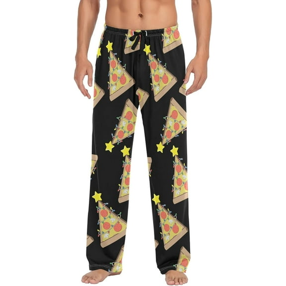 PISONIC Pizza Mens Pajama Pants Lounge Men's Pajama Bottoms Soft Sleep Pants With Pockets Drawstring