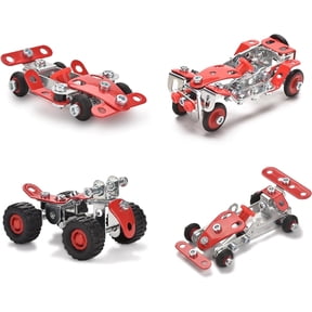 PISONIC Racing Car Erector Sets for Families, Metal Building Kit,STEM Building Toys for Families,Roadster Red Vehicle Car Model for Families (265PCS)