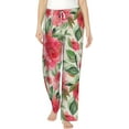thumbnail image 1 of PISONIC Roses Flower Printed Women's Pajama Pants, Comfy Pajama Bottoms With Pockets&Drawstring, 1 of 7