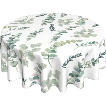 PISONIC Round Tablecloth 60 Inch, Spring Green Sage Leaf Tablecloth, Waterproof Stain Wrinkle Resistant Washable Reusable Table Cloth for Kitchen Dining Picnic Party