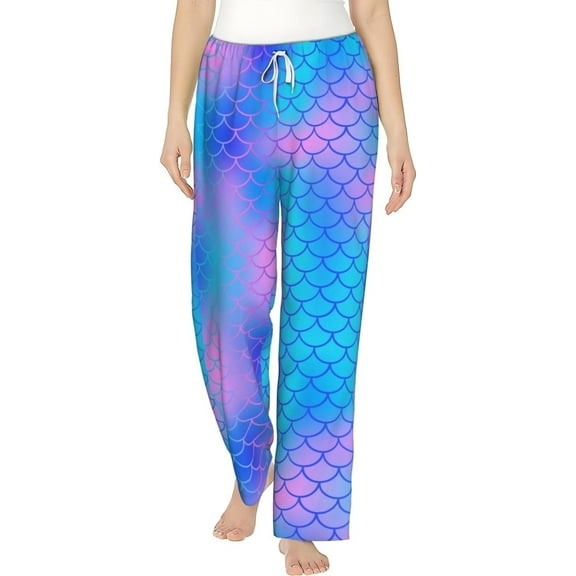 PISONIC Scales Printed Women's Pajama Pants, Comfy Pajama Bottoms With Pockets&Drawstring