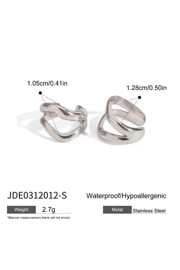 Simple 18K Gold Plated Stainless Steel Hollow Line Earrings Ear Clips