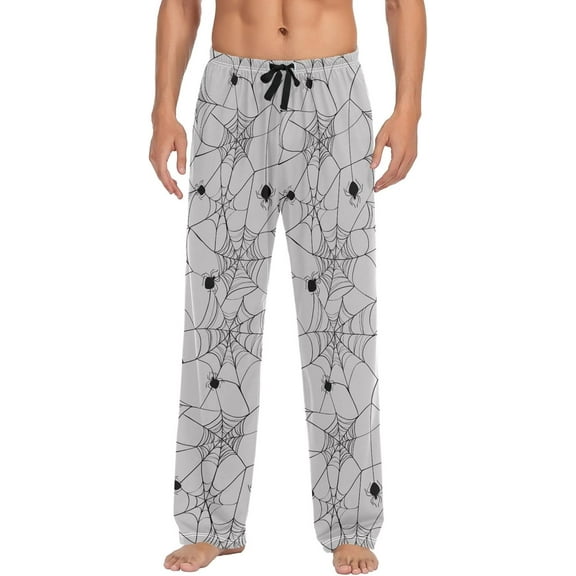 PISONIC Spider Web Mens Pajama Pants Lounge Men's Pajama Bottoms Soft Sleep Pants With Pockets Drawstring