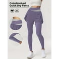 thumbnail image 1 of PISONIC Sports Long Pants with Color Block Design and Built-in Pockets, High Waist Butt-Lifting Fitness Yoga Leggings for Cycling, Gym, Running, 1 of 13