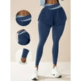 thumbnail image 1 of PISONIC Sports Long Pants with Color Block Design and Built-in Pockets, High Waist Butt-Lifting Fitness Yoga Leggings for Cycling, Gym, Running, 1 of 14