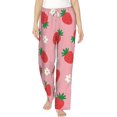 thumbnail image 1 of PISONIC Strawberry Printed Women's Pajama Pants, Comfy Pajama Bottoms With Pockets&Drawstring, 1 of 7