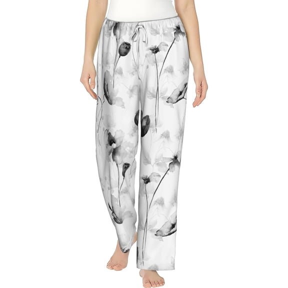 PISONIC Summer Flowers Printed Women's Pajama Pants, Comfy Pajama Bottoms With Pockets&Drawstring