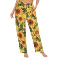 thumbnail image 1 of PISONIC Sunflower Butterfly Printed Women's Pajama Pants, Comfy Pajama Bottoms With Pockets&Drawstring, 1 of 7