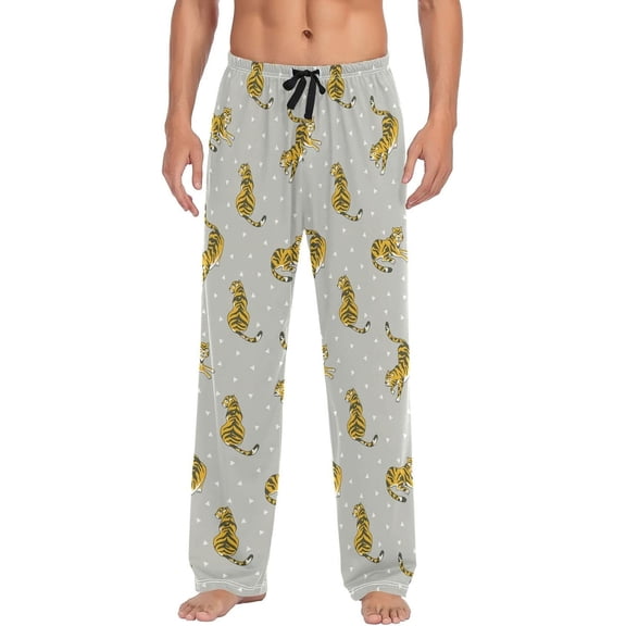 PISONIC Tiger Mens Pajama Pants Lounge Men's Pajama Bottoms Soft Sleep Pants With Pockets Drawstring