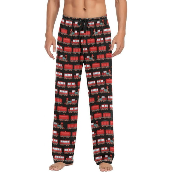 PISONIC Train Mens Pajama Pants Lounge Men's Pajama Bottoms Soft Sleep Pants With Pockets Drawstring