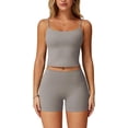 thumbnail image 1 of PISONIC Two Piece Workout Sets For Women Spaghetti Straps Tank Top and High Waist Booty Lifting Shorts Gym Yoga Active Outfits, 1 of 12