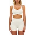 thumbnail image 1 of PISONIC Two Piece Workout Sets for Women Color Block Sports Bra and High Waist Shorts Gym Yoga Active Wear Outfits, 1 of 5