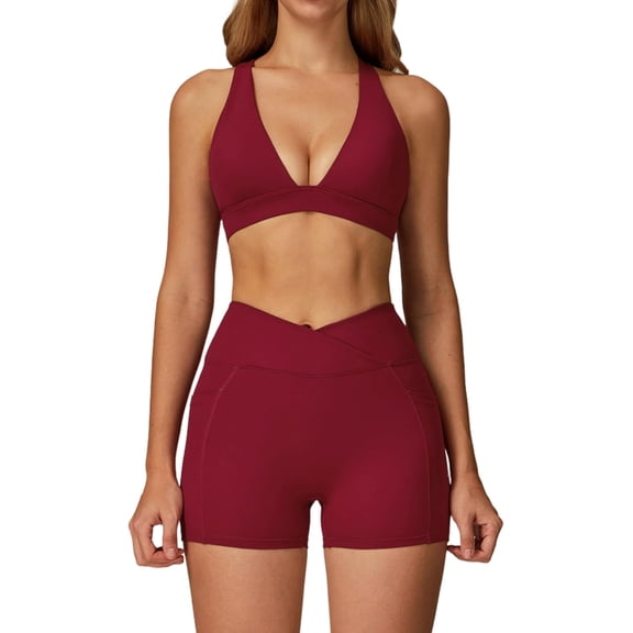 PISONIC Two Pieces Workout Sets For Women Tank Top Matching High Waist Tummy Control Shorts Gym Yoga Active Wear Outfits