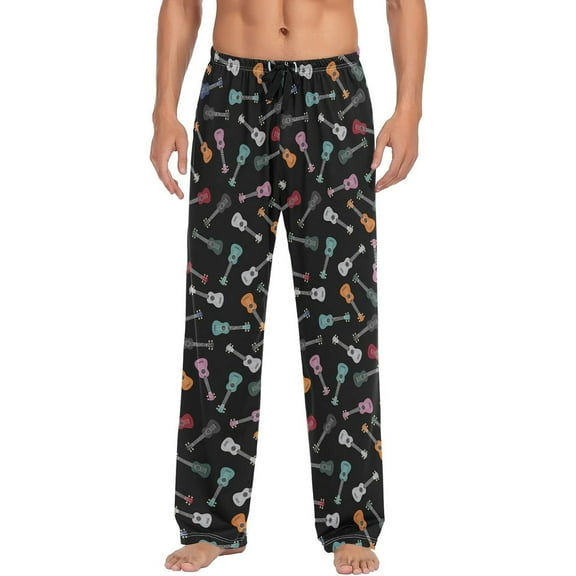 PISONIC Ukulele Guitar Mens Pajama Pants Lounge Men's Pajama Bottoms Soft Sleep Pants With Pockets Drawstring