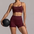 thumbnail image 1 of PISONIC Women 2 Piece Color Block Workout Set, Y Back Sports Bra & High Waist Tummy Control Biker Shorts, Athletic Yoga Running Outfit, 1 of 7