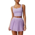 thumbnail image 1 of PISONIC Women 2 Piece Tennis Dress Square Neck Tank Top with High Waisted Pleated Workout Skorts Skirt Set Yoga Golf Outfits, 1 of 6