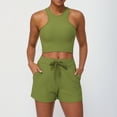 thumbnail image 1 of PISONIC Women 2 Piece Workout Sets High Waisted Biker Shorts with Pockets Built in Bra Racerback Tank Tops, 1 of 7