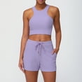 thumbnail image 1 of PISONIC Women 2 Piece Workout Sets High Waisted Biker Shorts with Pockets Built in Bra Racerback Tank Tops, 1 of 7