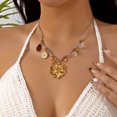 thumbnail image 1 of PISONIC Women Boho Braided Rope Choker Necklace, Large Gold‑Tone Daisy Pendant Necklace with Ladybug, Butterfly & Floral Charms, Cute Summer Statement Neck Jewelry for Ladies, 1 of 6
