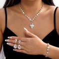 thumbnail image 1 of PISONIC Women Gold-Tone Iridescent Crystal Jewelry Set, Teardrop Necklace Drop Earrings Bracelet 3 Pcs Set, Crystal Bridal Wedding Party Prom Statement Jewelry Gift, 1 of 6