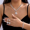 thumbnail image 1 of PISONIC Women Silver-Tone White Crystal Jewelry Set, Teardrop Necklace Drop Earrings Bracelet 3 Pcs Set, Crystal Bridal Wedding Party Prom Statement Jewelry Gift, 1 of 6