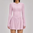 thumbnail image 1 of PISONIC Women Tennis Dress Long Sleeve Athletic Outfit with Built in Shorts Mini Golf Workout Dress with Pockets, 1 of 8