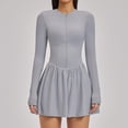 thumbnail image 1 of PISONIC Women Tennis Dress Long Sleeve Athletic Outfit with Built in Shorts Mini Golf Workout Dress with Pockets, 1 of 8