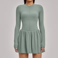 thumbnail image 1 of PISONIC Women Tennis Dress Long Sleeve Athletic Outfit with Built in Shorts Mini Golf Workout Dress with Pockets, 1 of 8