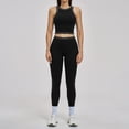 thumbnail image 1 of PISONIC Women Two Piece Workout Sets Color Block Tank Top and High Waist Leggings Gym Yoga Active Set, 1 of 6