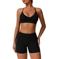 thumbnail image 1 of PISONIC Women Two Piece Workout Sets Support Ruched Cross Back Sports Bras Matching Booty Lifting Shorts Gym Yoga Outfits, 1 of 6