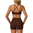 thumbnail image 1 of PISONIC Women Two Piece Workout Sets Support Ruched Cross Back Sports Bras Matching Booty Lifting Shorts Gym Yoga Outfits, 1 of 7