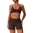 thumbnail image 1 of PISONIC Women Two Piece Workout Sets Support Ruched Cross Back Sports Bras Matching Booty Lifting Shorts Gym Yoga Outfits, 1 of 7