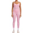 thumbnail image 1 of PISONIC Women Two Pieces Workout Set Tank Top Color Block High Waist Leggings Gym Work Outfits with Pockets, 1 of 7