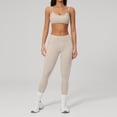 thumbnail image 1 of PISONIC Women Workout Sets Color Block Twist Back Layered Sports Bra Twist Waist Leggings Gym Yoga Outfits, 1 of 6