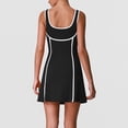 thumbnail image 1 of PISONIC Women's Color-Block Yoga Dress with Built-in Bra - Slim Fit, Anti-Exposure Tennis Skort Suit for Spring/Summer Sports, 1 of 8