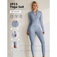 thumbnail image 1 of PISONIC Women's Long-Sleeve Sports Jacket and Pant Set for Gym Running, Tight-Fitting Butt-Lifting Pants for Cycling And Climbing Workout Attire, 1 of 10