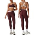 thumbnail image 1 of PISONIC Women's Workout Sets 2 Piece - Seamless Cross Yoga Leggings and Sports Bra Gym Outfits Activewear Matching Set, 1 of 6