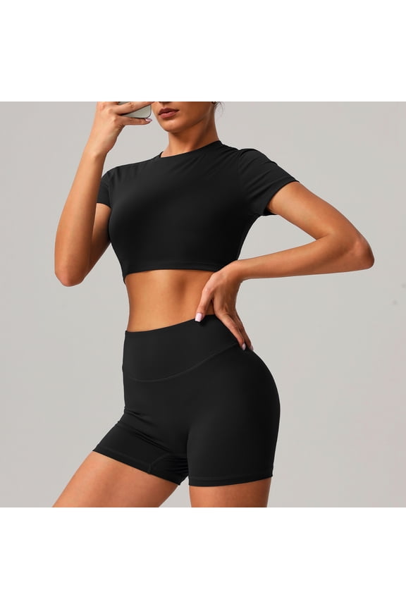 Women's Yoga Outfit Workout Set High Waist Exercise Shorts Pants with Sport Crop Top Bra 2Pcs Gym Tracksuits