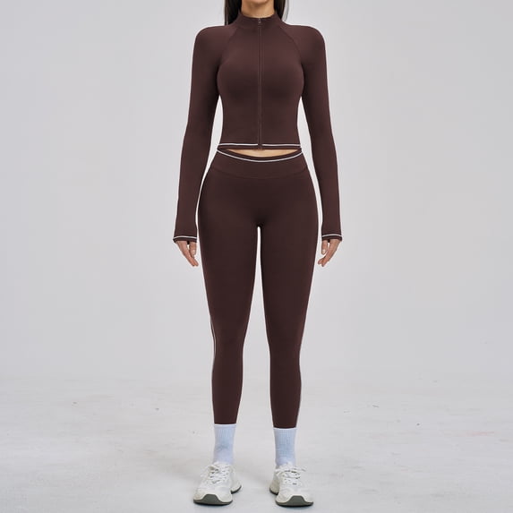 PISONIC Womens Two Piece Tracksuit Set Long Sleeve Zipper Jacket with Athletic High Waist Leggings Workout Outfit